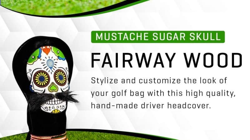 Pins & Aces Golf Co. LE Sugar Skull Mustache Driver Head Cover – Style and Protect Your Golf Club with a Tour Quality Cover